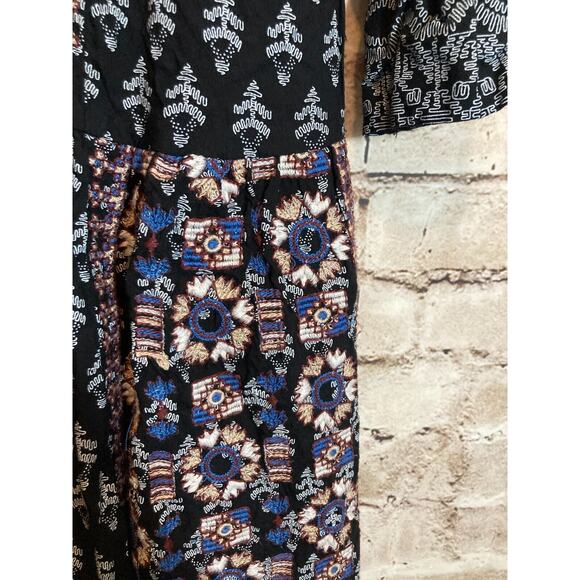 Vanessa Virginia Anthropologie Peasant Dress Womens Medium Black Full Embroidery - Picture 7 of 14